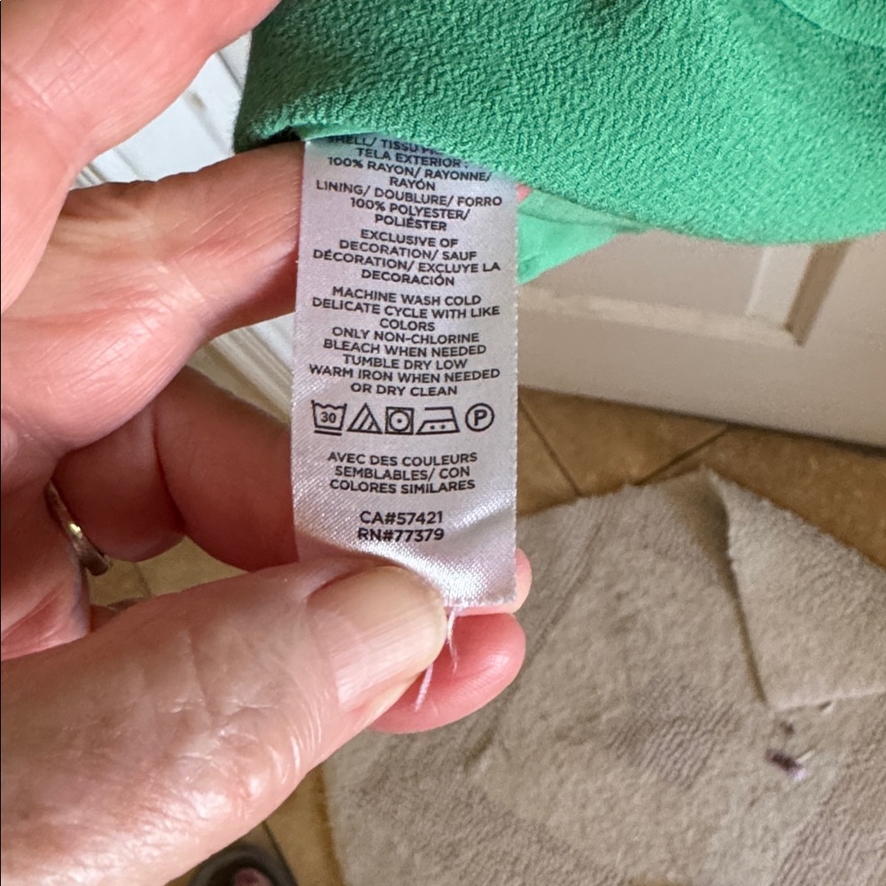 Ann Taylor Emerald Green Textured BOHO lined Shift Dress SZ 4 P - Picture 7 of 8
